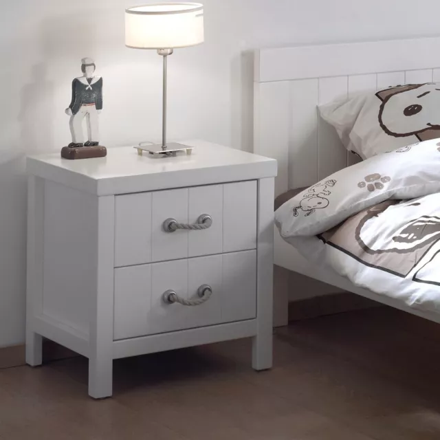 Total White Bedside Table Wood White Lacquered Shabby Style Marina