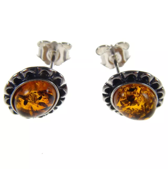 Baltic Amber Sterling Silver 925 Ladies Designer Stud Earrings Jewellery Jewelry