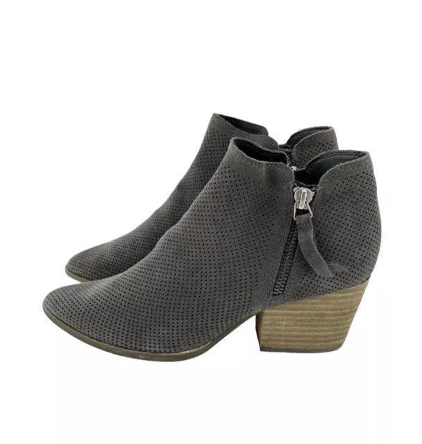 Vince Camuto Nethera Perforated Ankle Grey Suede Leather Booties SZ 7.5 New SH30