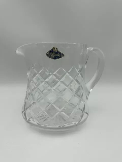 Brierley - Clear crystal glass jug- Diamond cut - Indented rim - Made in England