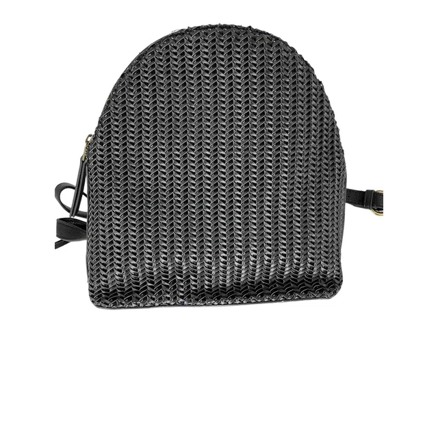NWT Universal Thread Black Faux Leather Woven Mini Backpack Purse Bag Women's
