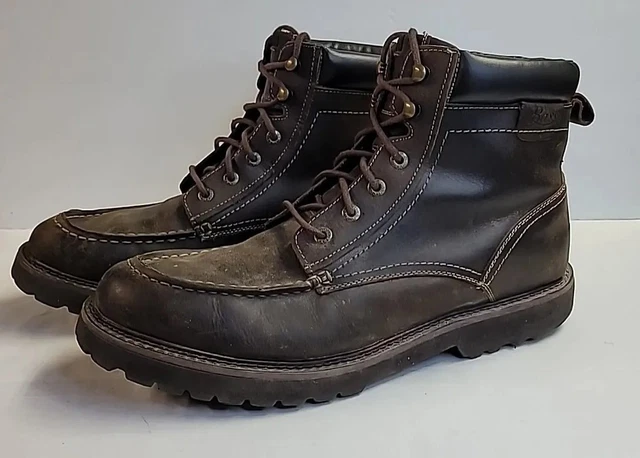 Men's Classic Combat Boots - Brown PU Leather, High Top Lace-Up, Rugged Rubber Sole For Work Or Casual