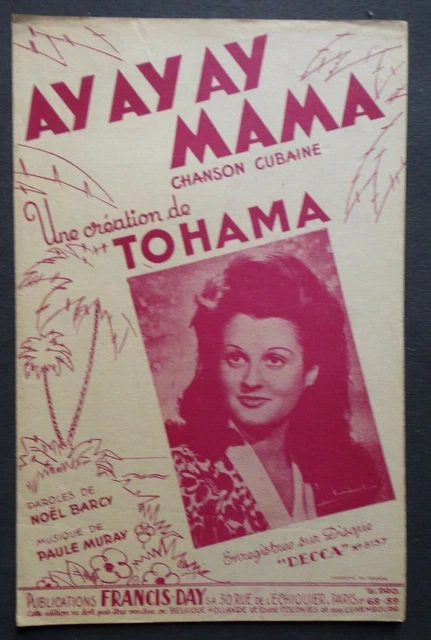 partition AY AY AY MAMA chanson cubaine - Tohama - Noël Barcy Paule Muray
