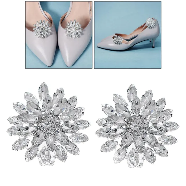 2 Stück Kristall Blumen Strass Diamante Hochzeit Brautschuhe Clips
