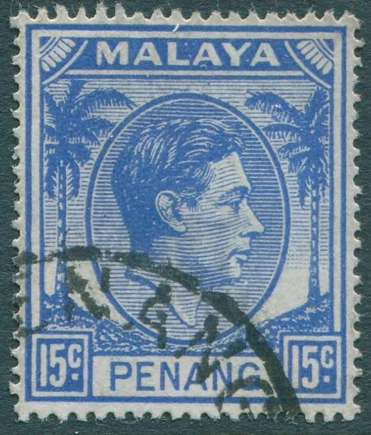 Malaysia Penang 1949 SG13 15c Palms KGVI FU