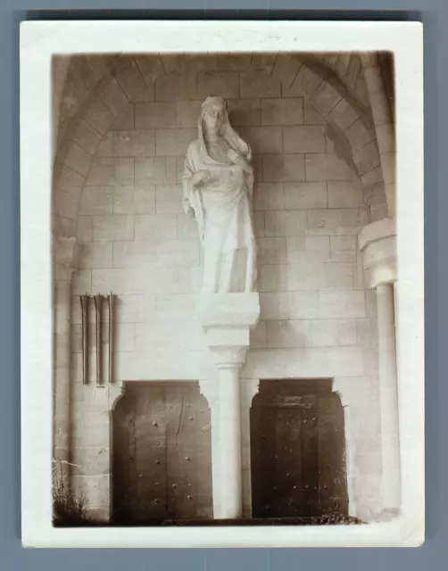 France, Nesles la Vallée (Val d&#039;Oise), Statue of Ste Ana Vintage Silver PR