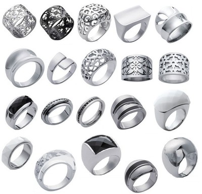 JeweBella 4 Paires Bagues Acier Inoxydable pour Femme Homme Anneaux Bague Fidget Bande Argent Bugues Triple Interlocked Rolling Taille Bague 49-67 