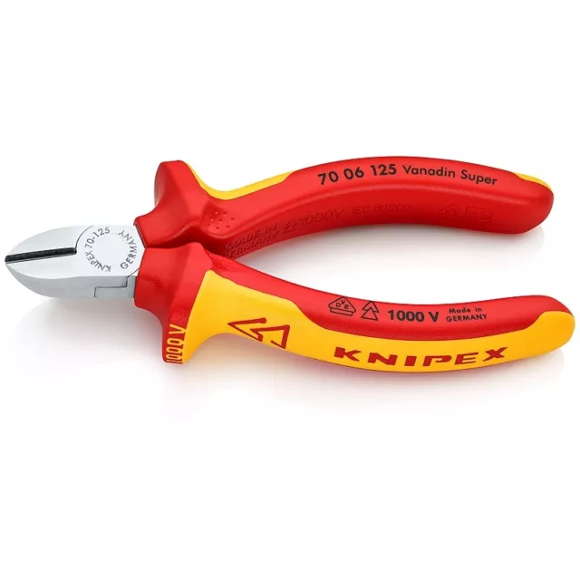 Knipex 125mm Mini Diagonal Side Cutters 1000V VDE Insulated 70 06 125