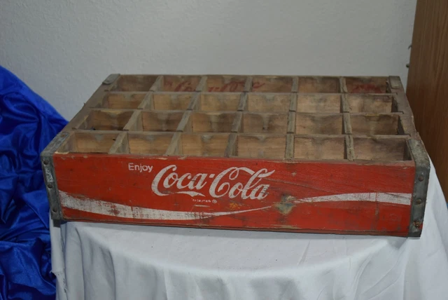 Vintage 24 slot wooden red COCA COLA CRATE bottle holder LUBBOCK, TEXAS USA