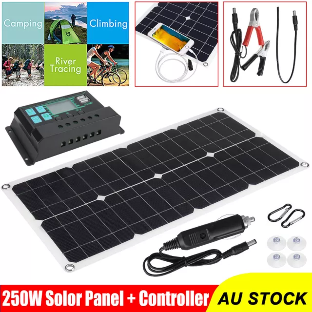 250W Solar Panel Flexible 12V 30A Caravan Camping Portable Solar Panels Kit