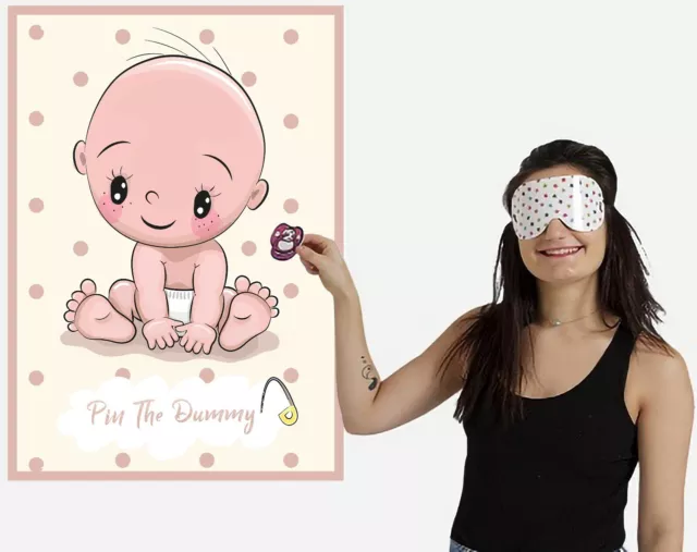 PIN THE DUMMY ON THE BABY Shower Party Game Baby Girl / Boy MULTI PLAYER (RG)