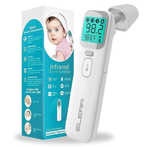 ELERA Ear Thermomètres pour Bébé, Mesure la Température du Front et de L'oreille