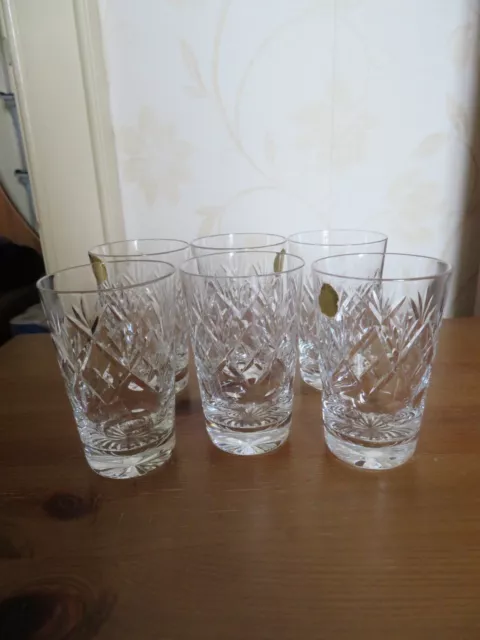 Vintage retro set of 6 Webb Corbett crystal cut juice whisky  glasses 4" 8 oz 2