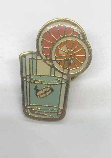 PIN’S LAPEL COCKTAIL BOISSON ORANGE  Badge Vintage broche collection rare Gold