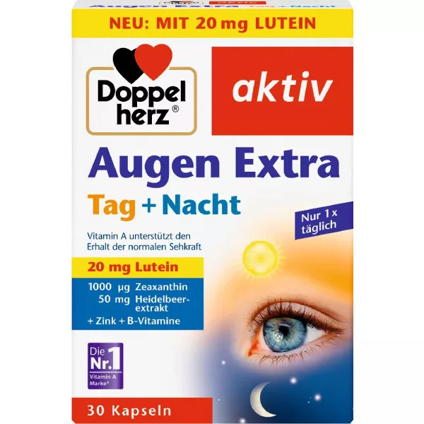 30 Kapseln Doppelherz aktiv Augen Extra Tag + Nacht Sehkraft Vitamin A Lutein