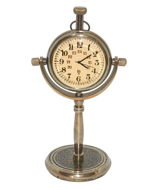 Antike Vintage Maritime Victoria London Messing Stand Tischplatte nautische Uhr