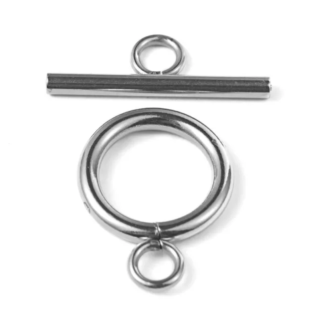 Edelstahl Verschlüsse & Kipphebel silber rund 14x19 mm 4er-Pack