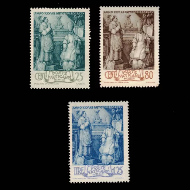 Vatican City, Scott 80-82, Archbishop Pacelli, 1942, MH