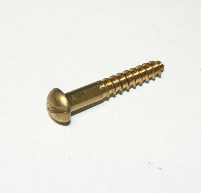 #10 x 1 1/4" Solid Brass Wood Screws Round Head Slotted Drive - Lot of 50 pcs.
