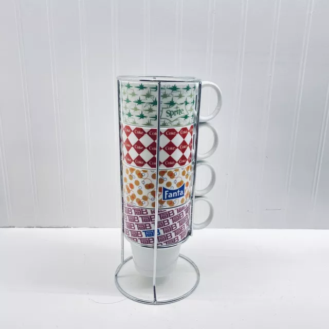 Ceramic Mugs Coca-Cola Retro Stackable  (Coke, Sprite, Fanta & Tab)