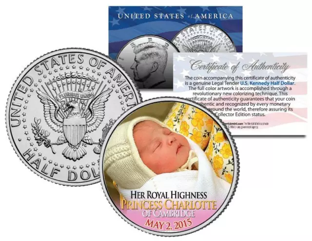 PRINCESS CHARLOTTE of Cambridge * Born May 2, 2015 * JFK Half Dollar U.S. Coin