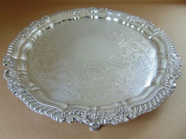 Rare Large Georgian Scottish Sterling Silver Salver Glasgow 1826, 997 Grams