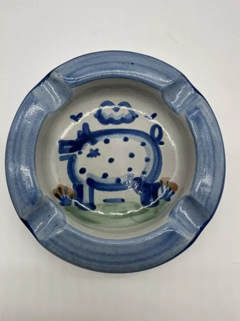 MA HADLEY PIG 5" Ashtray STONEWARE HAND PAINTED POTTERY Mint LOUISVILLE