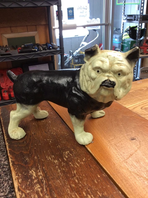 Antique Ventage Cast Iron French Metal Bulldog figurine collectable bank. 