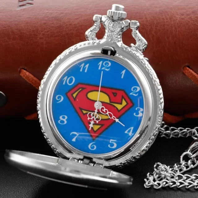 Silver Gold Super Man Pocket Watch DC Comics Bat Spider Sci Fi Fantasy Book Old