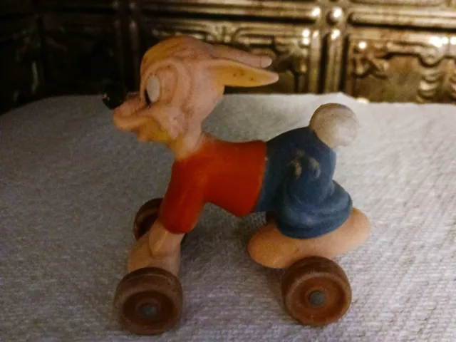 Vintage Disney Fun On Wheels Roll Toy Brer Rabbit Plastic Rubber Wheels 1960s