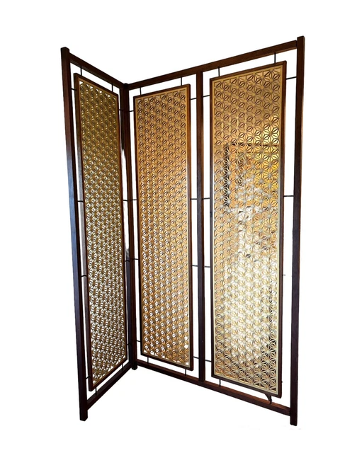 Mid Century Modern Starburst Wood Room divider Screen L Shaped Custom