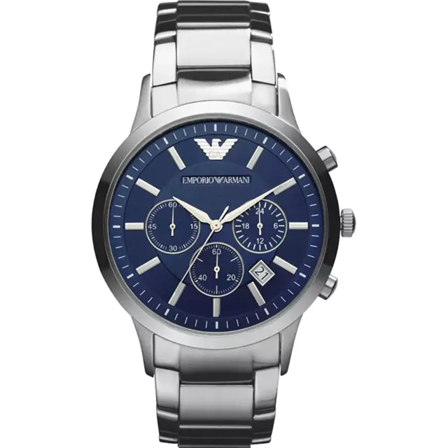 Emporio Armani Men's Watch Chronograph AR2448 New Stainless Steel Blue Dial