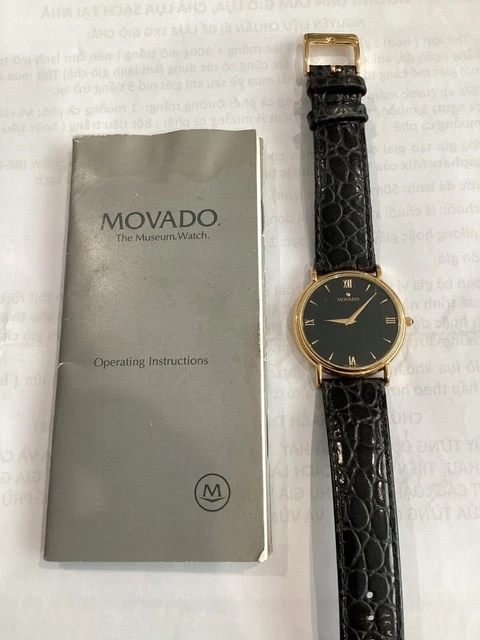 Movado Men's Museum Black Dial Black Leather Watch