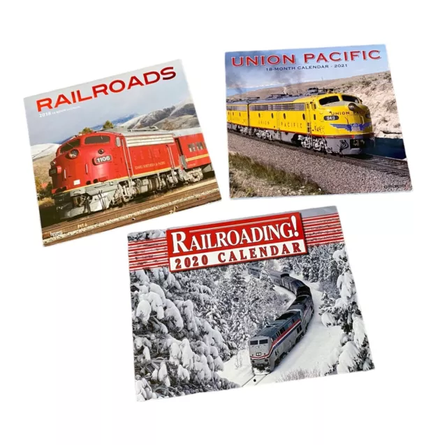 Railroad Train Calendars Color Pictures  2018 2020 & 2021 Lot of 3