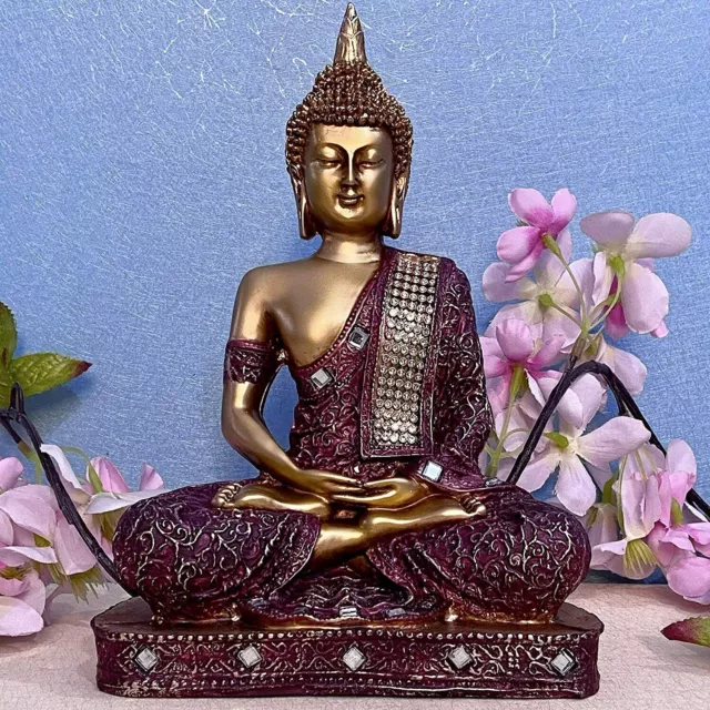 Statue d'idole en polyrésine noire méditant pour enfant moine