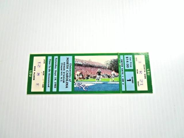 1985 LSU vs North Carolina Full Unused Football Ticket Kenan Stadium Chapel Hill
