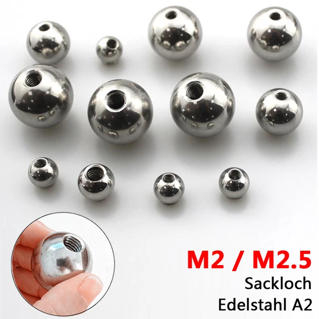 Sfere in acciaio inox semifilettatura M2 M2,5 cuscinetti a sfera in acciaio inox Ø 5 mm-22 mm