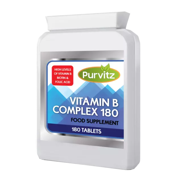 Vitamin B Komplex Tabletten B1,B2,B3,B5,B6,B12,Biotin,Folsäure Purvitz UK