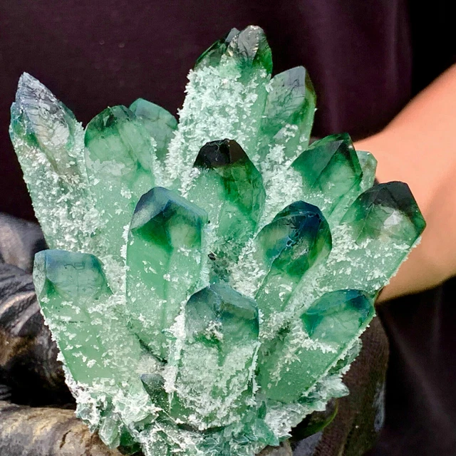 400-500g New Find Green Phantom Quartz Crystal Cluster Mineral Specimen