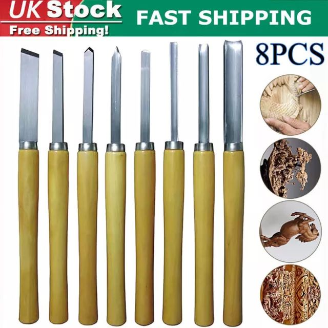 Pro HSS High Speed Steel Wood Turning Lathe Tools Chisel Gouge Woodworking Set 8