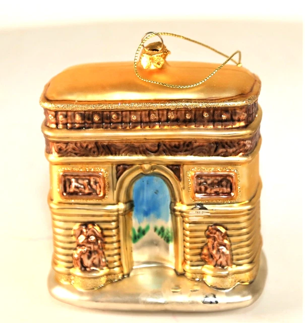 Paris France Arc de Triomphe Blown Glass Christmas Tree Ornament Gold & Silver