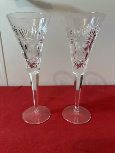 Waterford Crystal Love Wedding Champagne Flutes Pair Wine Toasting Glasses