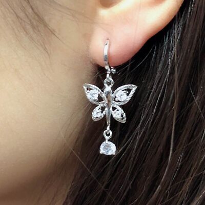 Women Butterfly Earring Long Drop Earrings Fashion Ear Dangle Girl Jewelry 1Pair