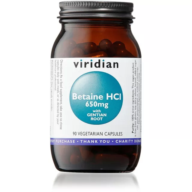 Viridian Betaine HCI 650mg 90 Vegetarian Capsules