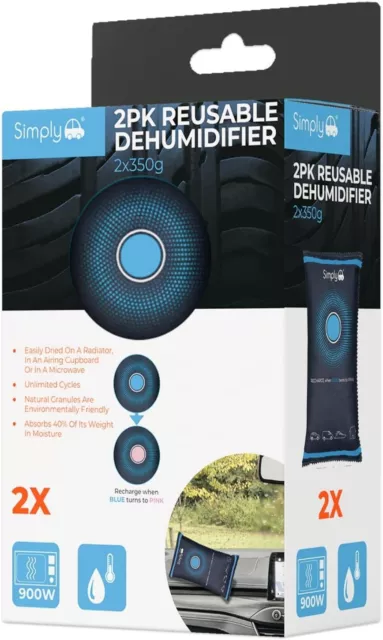 2 Car and Home Dehumidifier Absorbs Moisture Condensation Damp Windscreens Clear 3