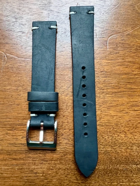 Bracelet De Montre Cuir Véritable Façon Autruche Bleu Violet - 18 Mm, Unisexe, Jamais Porté