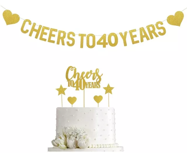 Aplatadores y pancartas de pastel de 40 años / Felices decoraciones de pastel de 40 cumpleaños