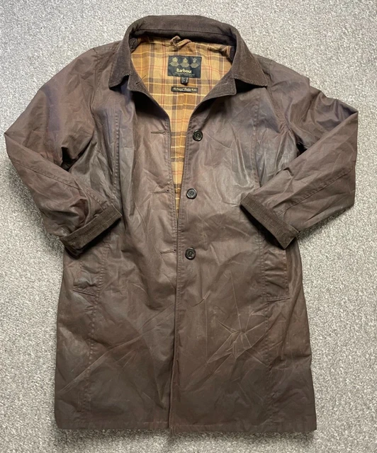 Barbour Wax Womens Georgina Long Trench Waxed Jacket Coat Brown UK 18 US 14 Barbour Wax Womens Georgina Long Trench Waxed Jacket Coat Brown UK 18 US 14