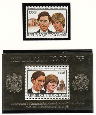 (71258) Togo MNH Princess Diana Wedding minisheet + Stamp 1981 u/mint