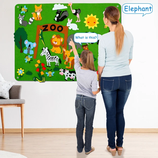 3.5Ft Children's Early Teaching Felt Board Toy Farm Animals Felt-Board Story Set 3